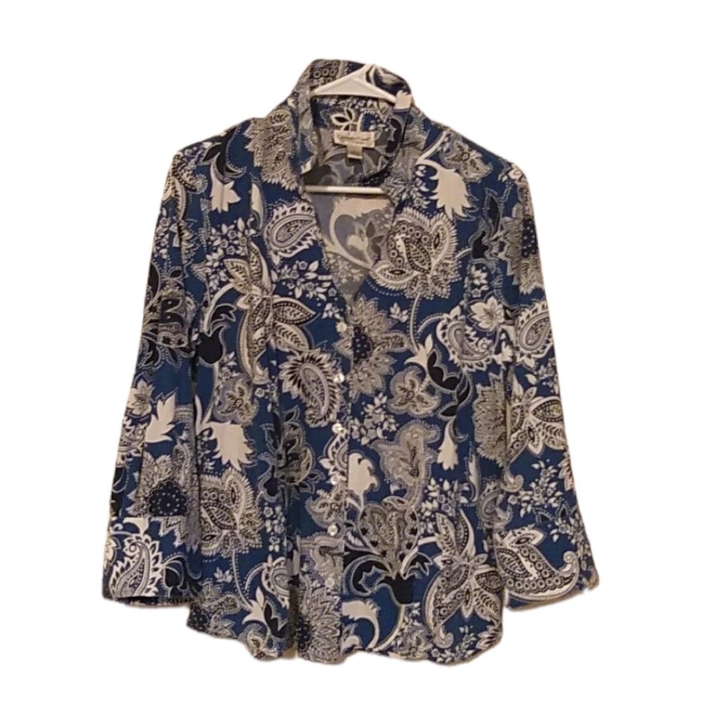Coldwater Creek Paisley Cotton Blouse size Large